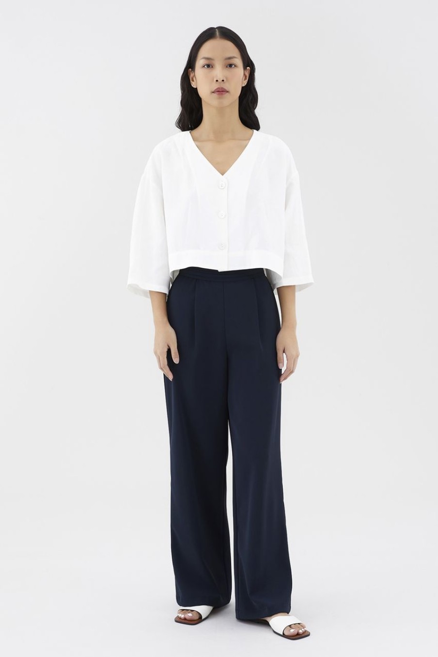 Women The Editor's Market Pants | Lorwyne Pleated-Waist Pants Navy