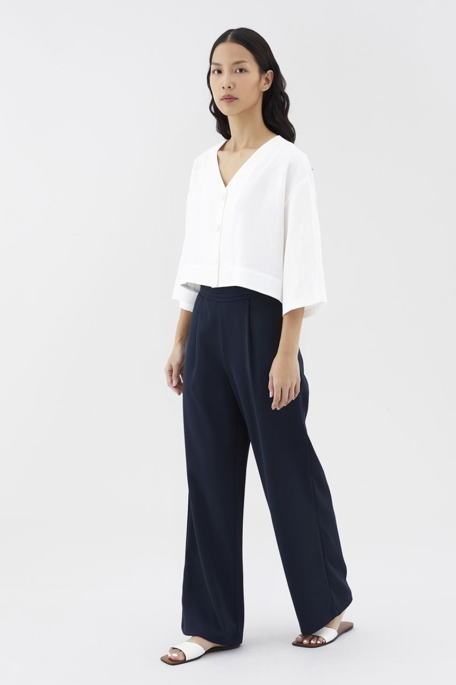 Women The Editor's Market Pants | Lorwyne Pleated-Waist Pants Navy