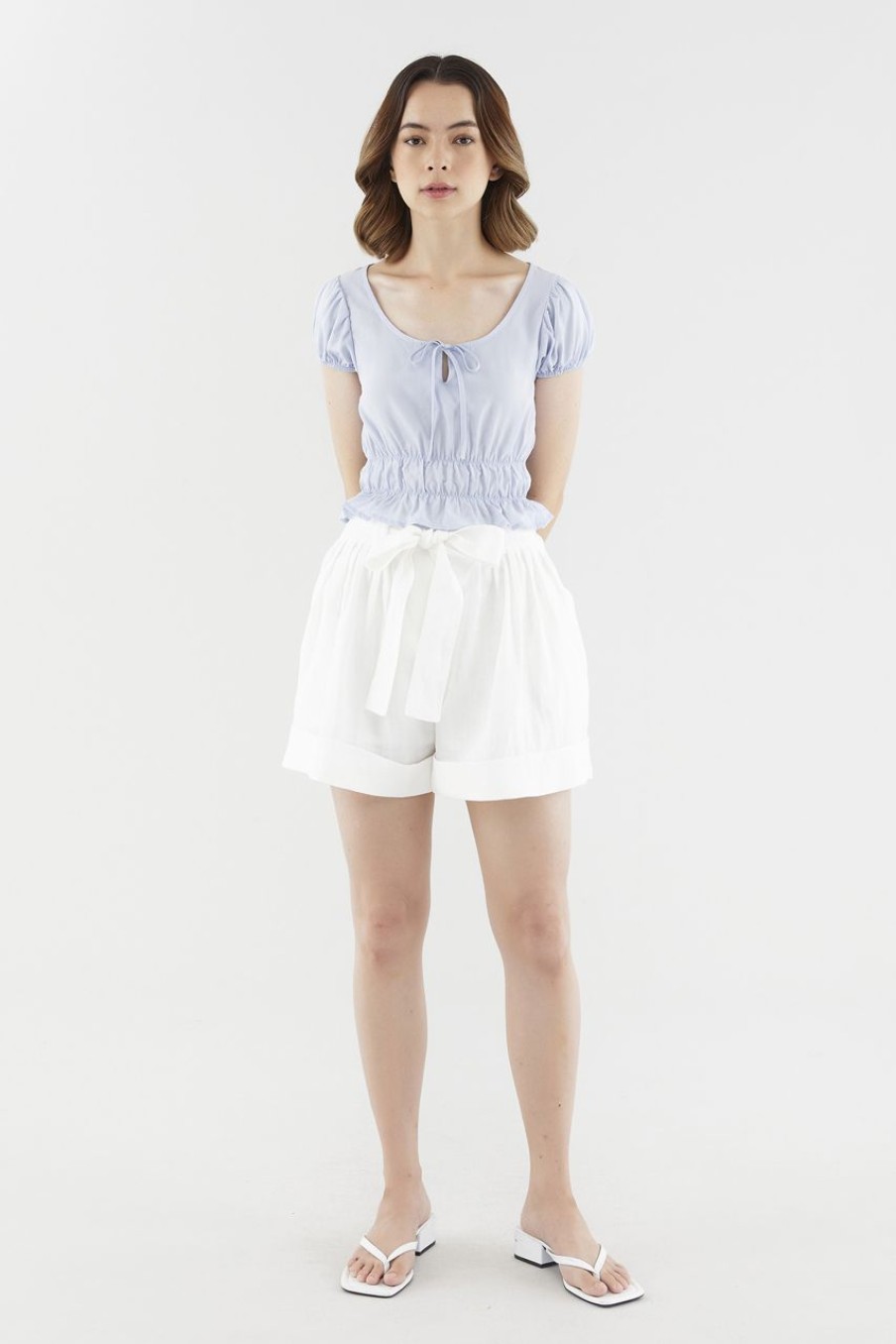 Women The Editor's Market Shorts | Thyra Linen Belted Shorts White