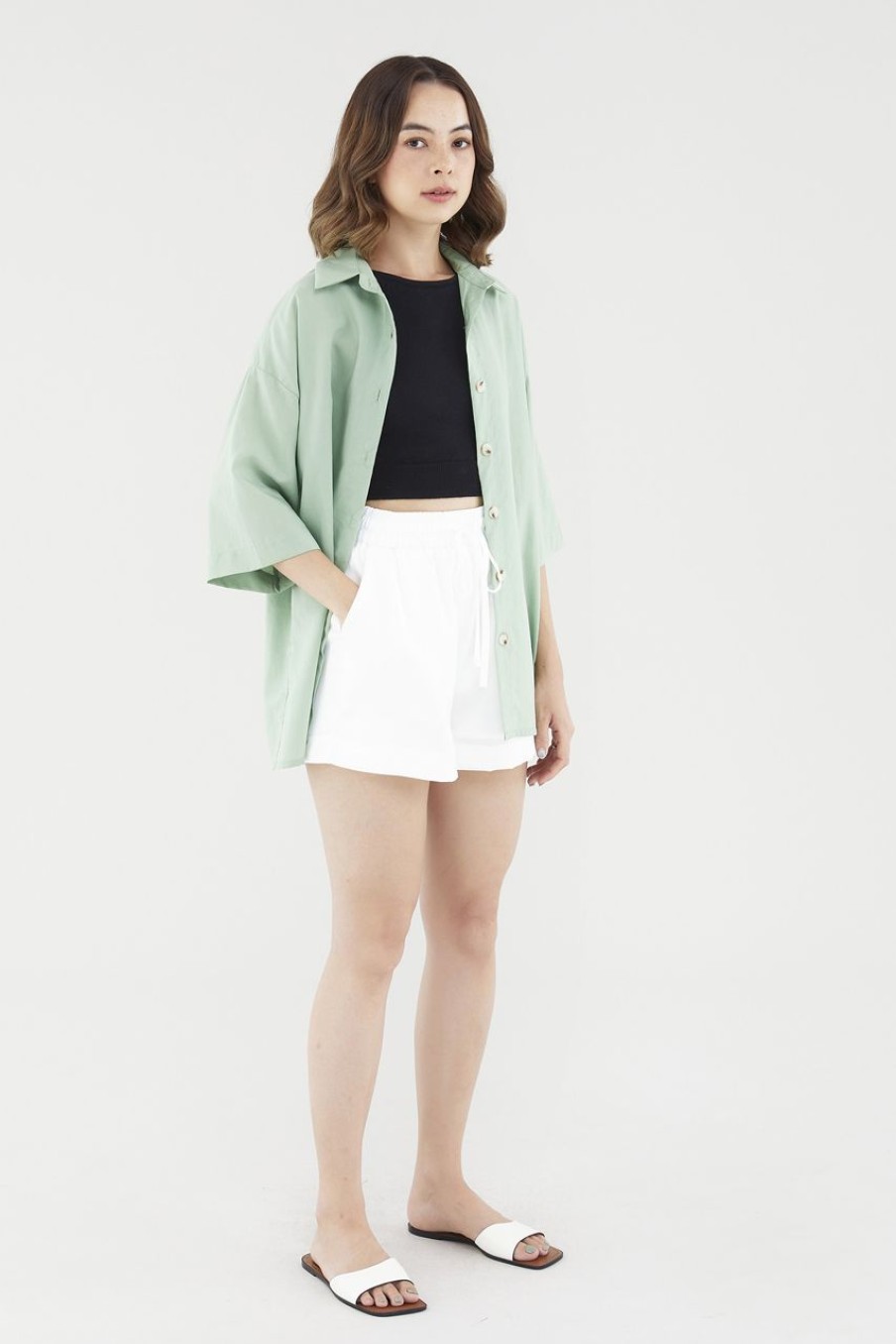 Women The Editor's Market Tops | Mirae Relaxed Shirt Apple Green