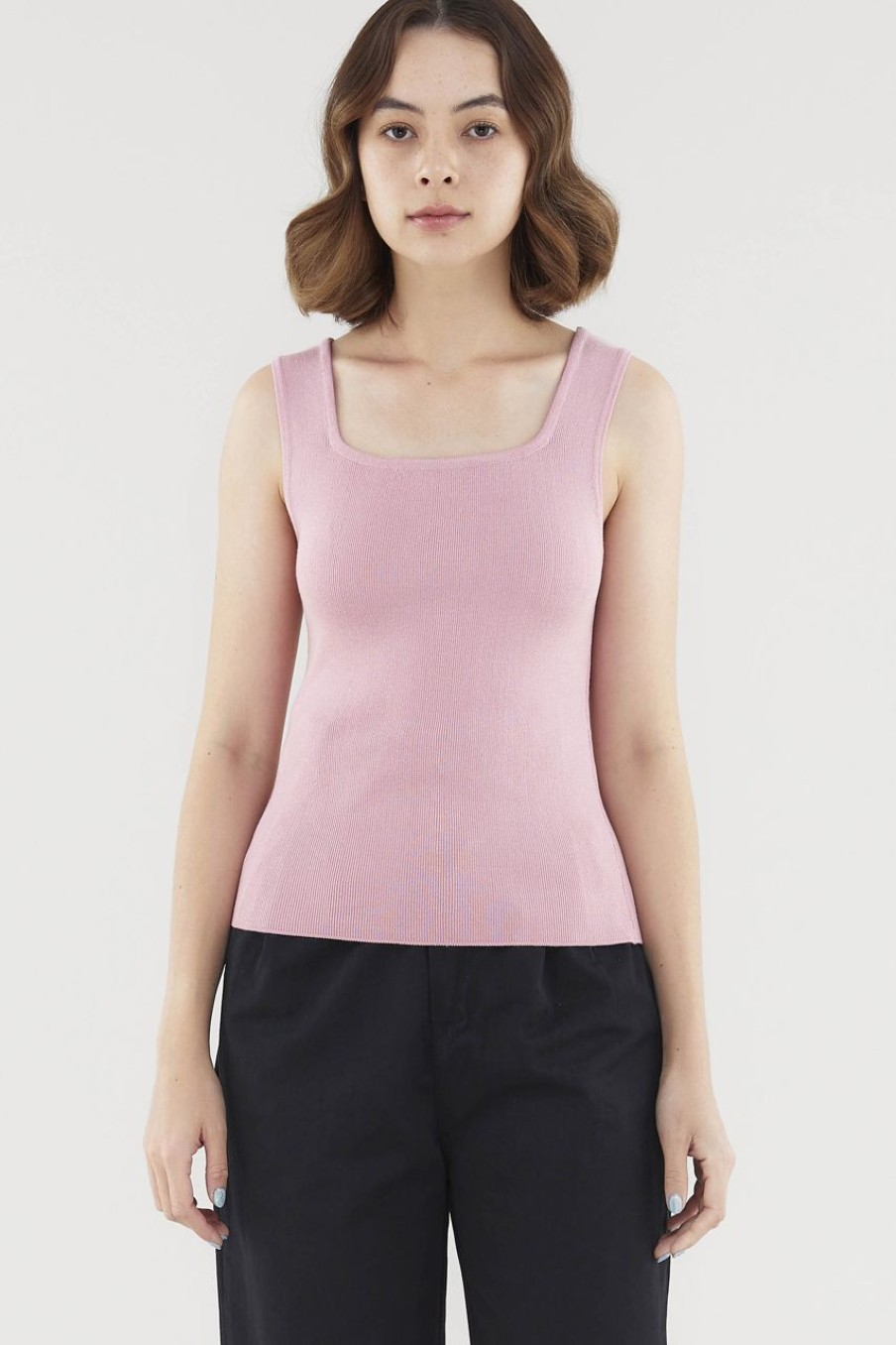 Women Palette Tops | Aspen Square-Neck Knit Top Rose