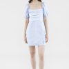 Women The Editor's Market Dresses | Blake Linen Pleat-Front Dress Dusty Blue