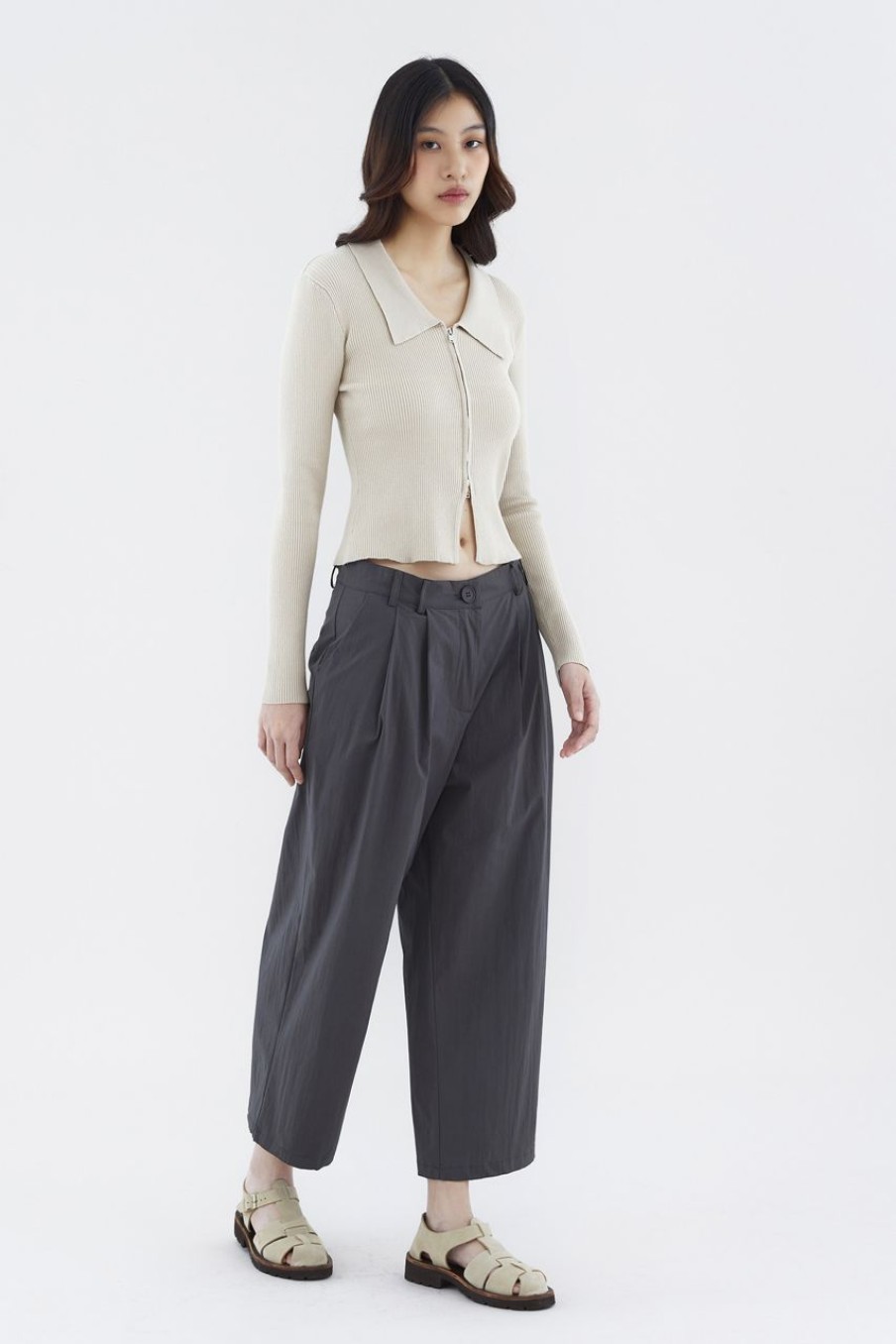 Women The Editor's Market Tops | Venanda Two-Way Zip Knit Top Soy