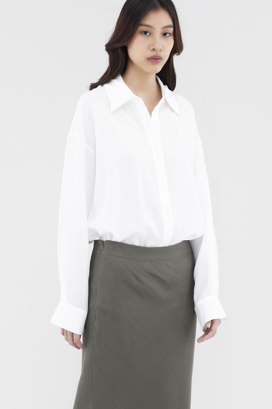 Women The Editor's Market Tops | Denery Oversized Shirt White