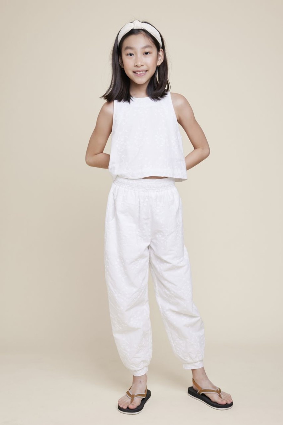 Kids Evryday Studios | Broderie Balloon Pants White