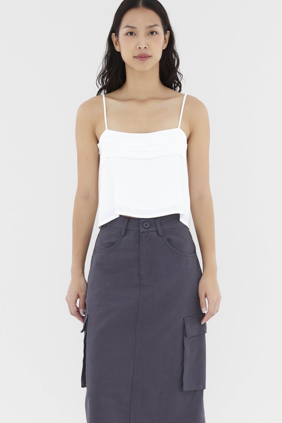 Women The Editor's Market Tops | Kaire Pleated Camisole White