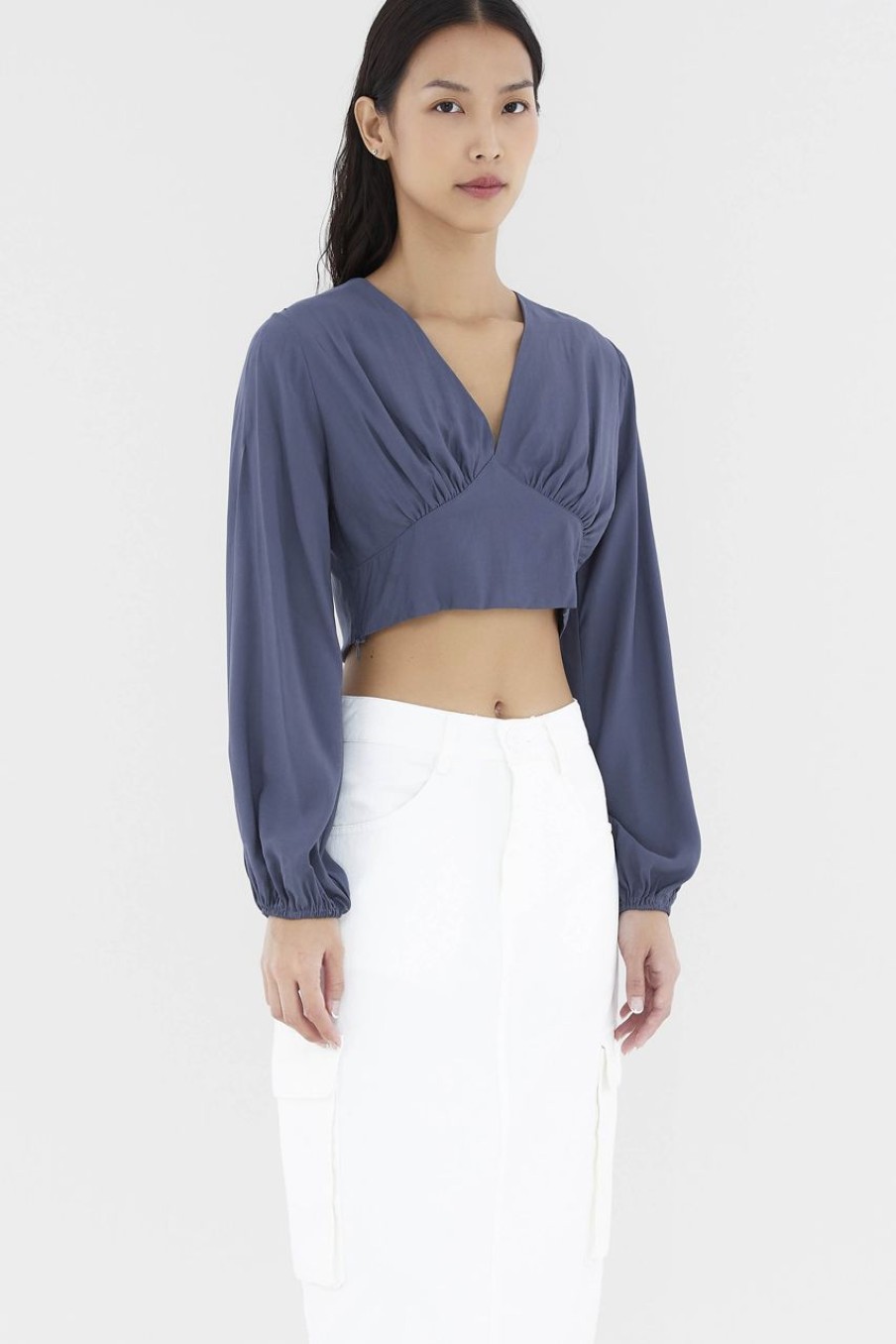 Women The Editor's Market Tops | Elloise V-Neck Blouse Heron