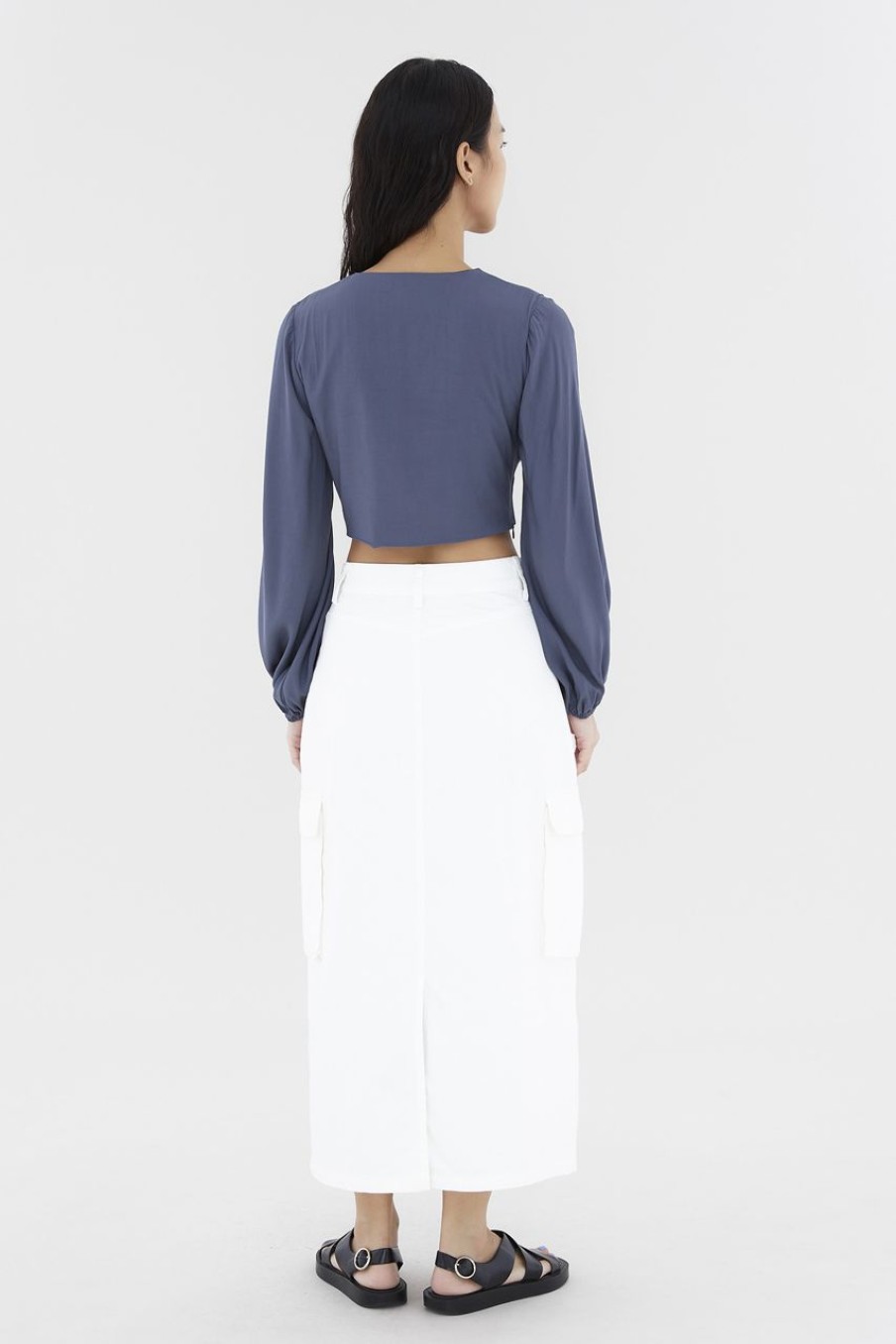 Women The Editor's Market Tops | Elloise V-Neck Blouse Heron