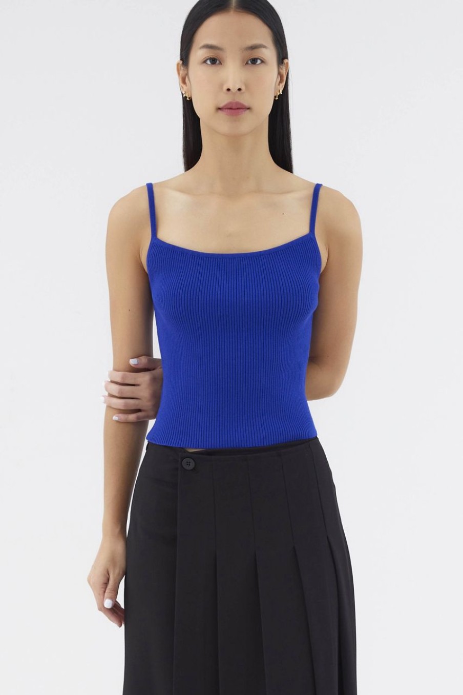 Women The Editor's Market Tops | Marloe Rib Crop Top Ultramarine