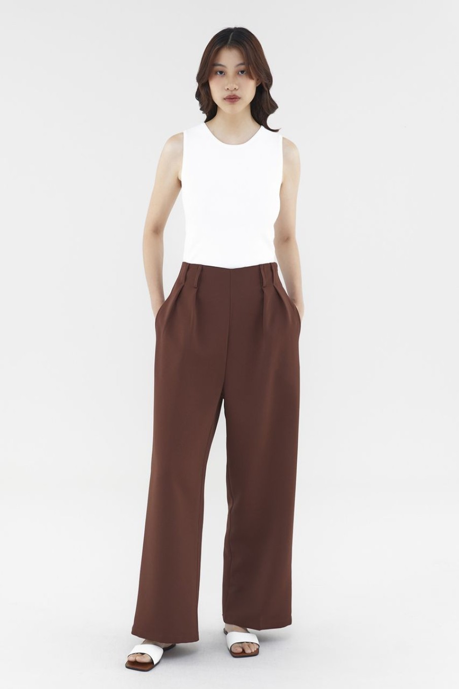 Women The Editor's Market Pants | Everly Pleated Pants Mahogany