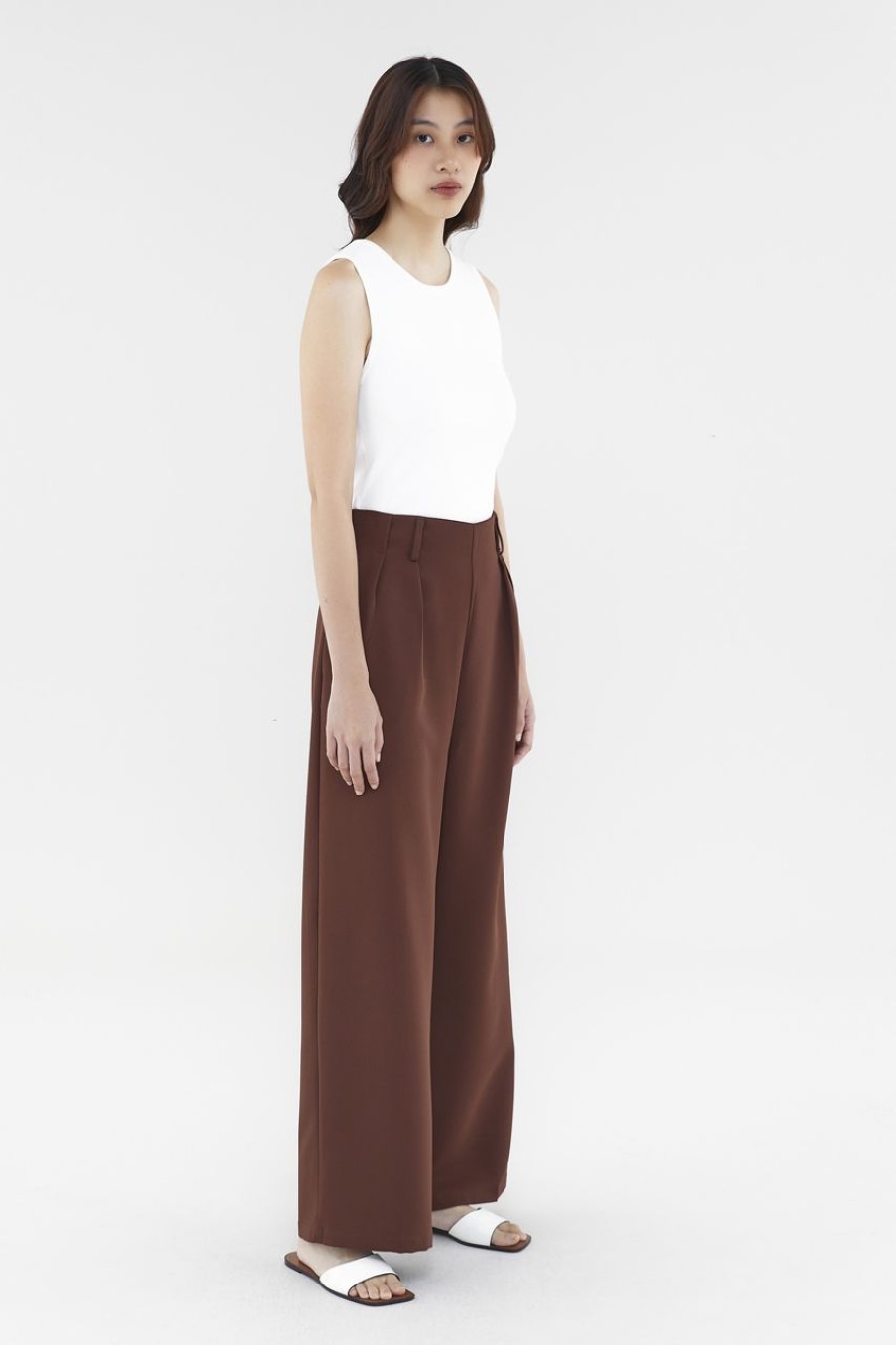 Women The Editor's Market Pants | Everly Pleated Pants Mahogany