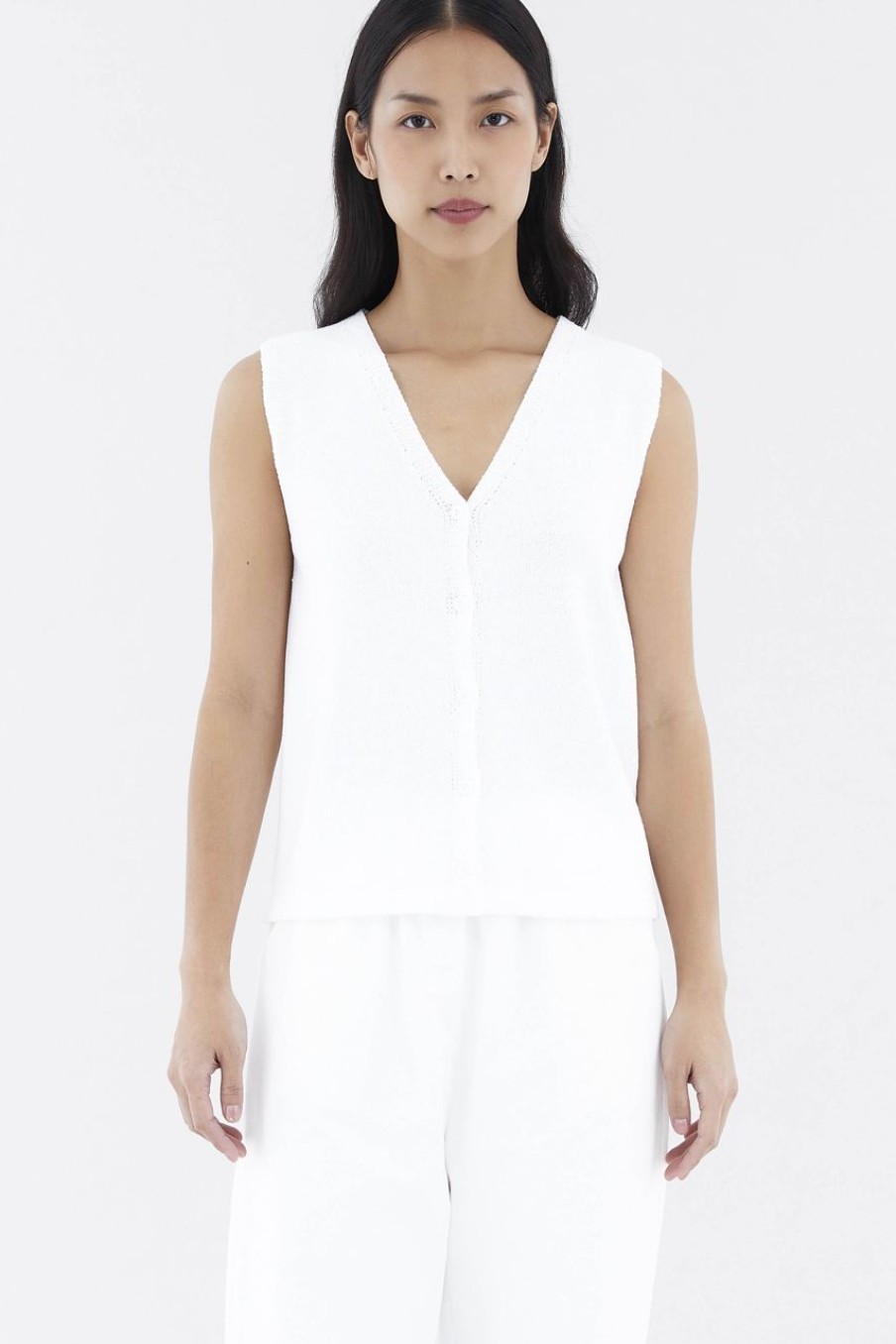 Women The Editor's Market Tops | Mykael Relaxed Knit Top White