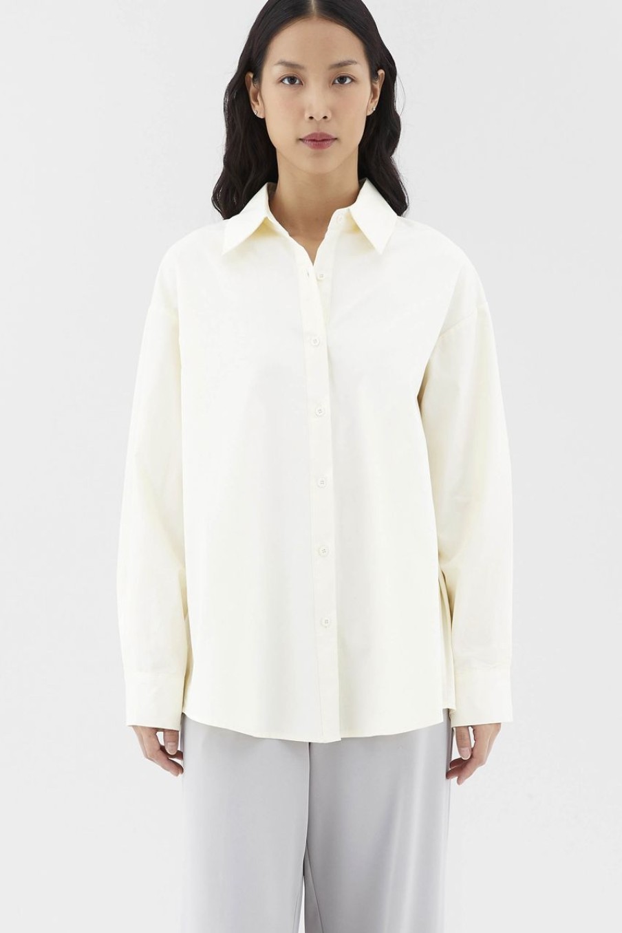 Women The Editor's Market Tops | Julissa Oversized Shirt Mascarpone