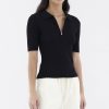 Women The Editor's Market Tops | Nodelyn Polo Knit Top Black