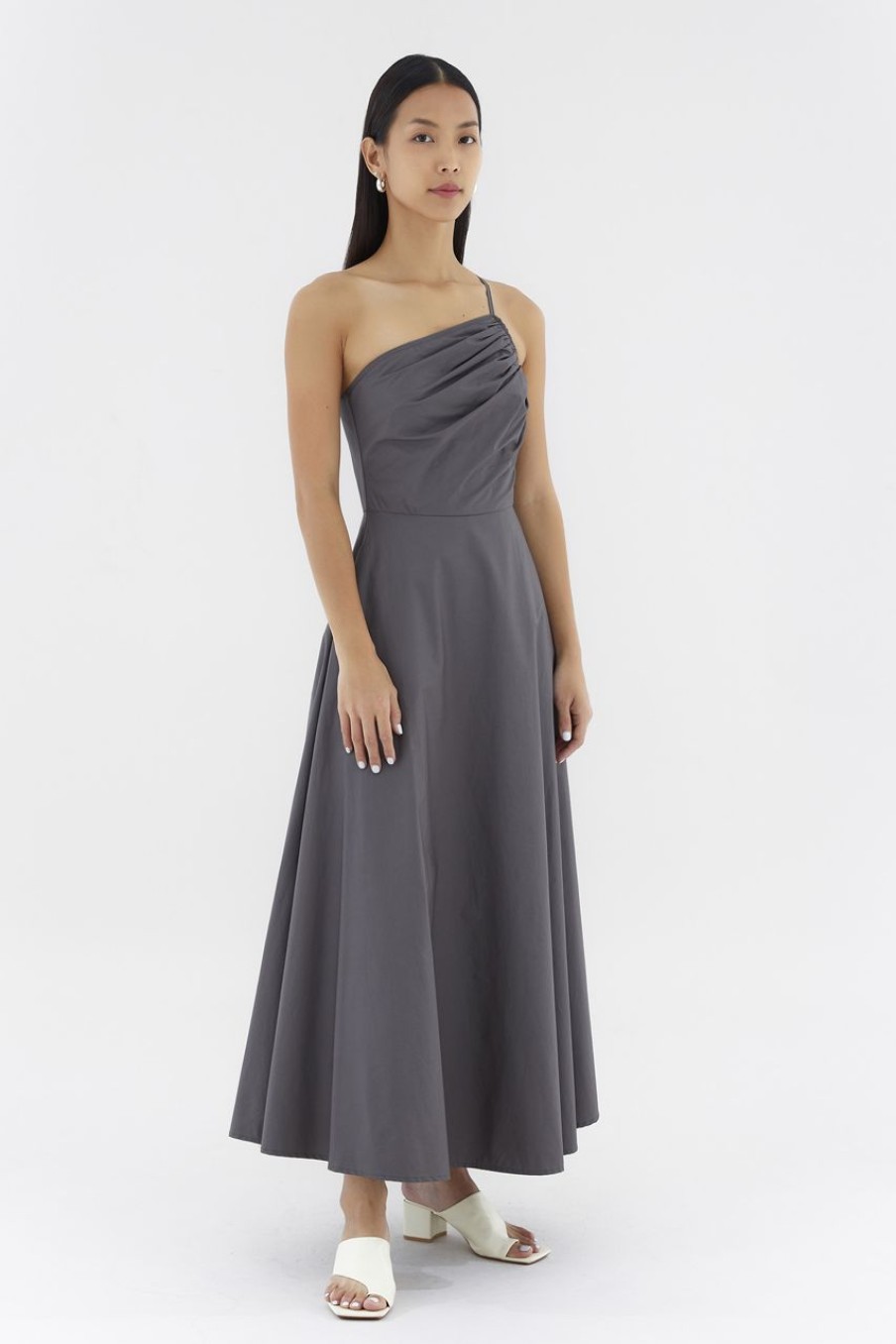 Women The Editor's Market Dresses | Brynleigh One-Shoulder Dress Charcoal