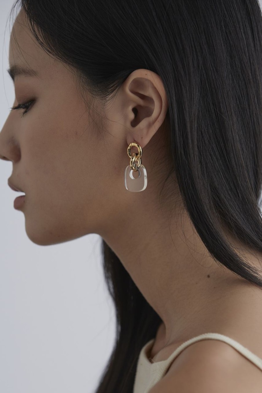 Women Afterall Earrings | Amber Drop Earrings Gold/Clear