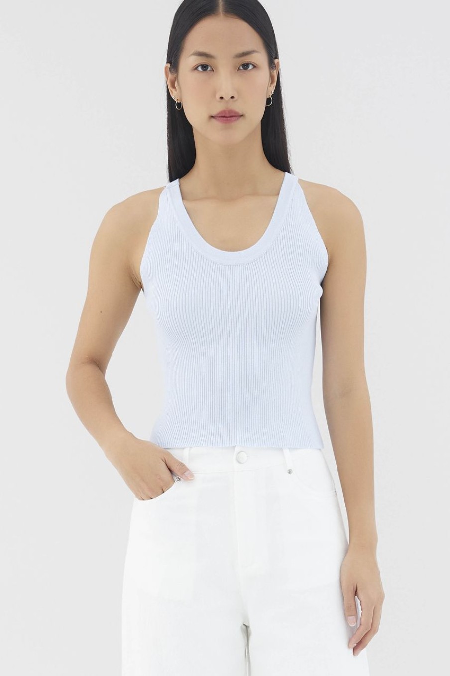 Women The Editor's Market Tops | Carmen Halter Tank Baby Blue