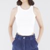 Women The Editor's Market Tops | Merda Curve Hem Tank White