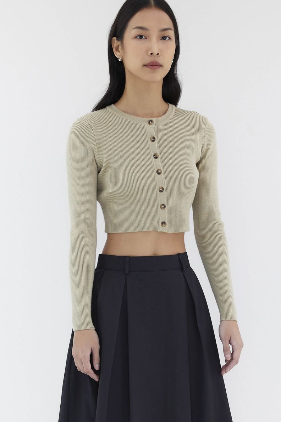 Women The Editor's Market Tops | Daena Button-Down Knit Top Chai