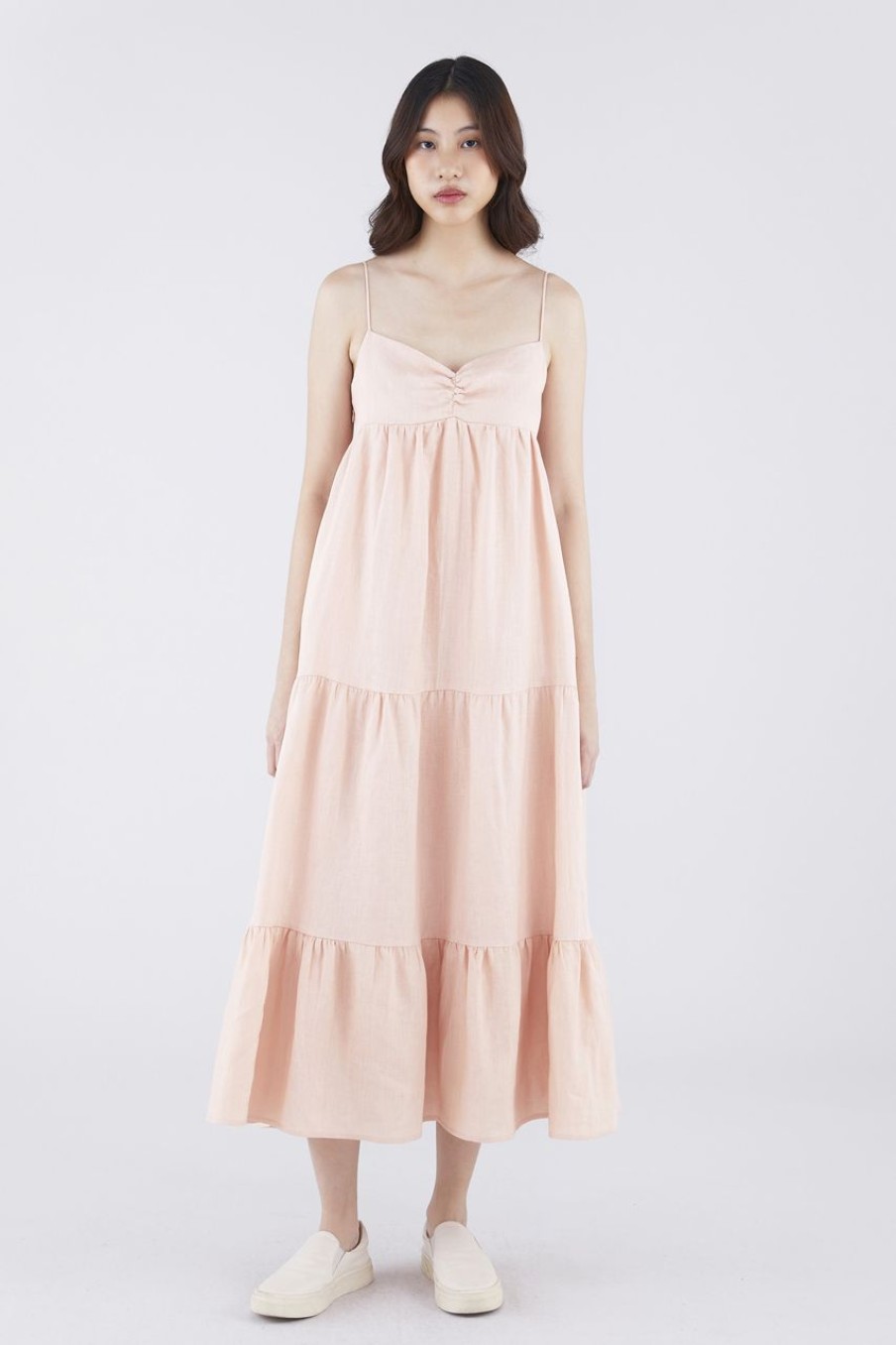 Women The Editor's Market Dresses | Rorie Linen Tiered Dress Peach