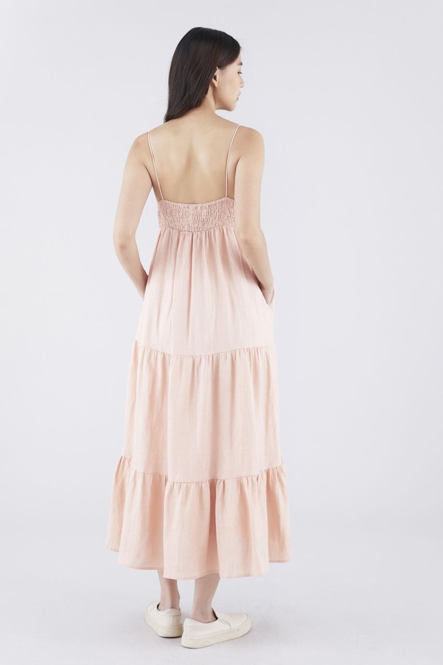 Women The Editor's Market Dresses | Rorie Linen Tiered Dress Peach