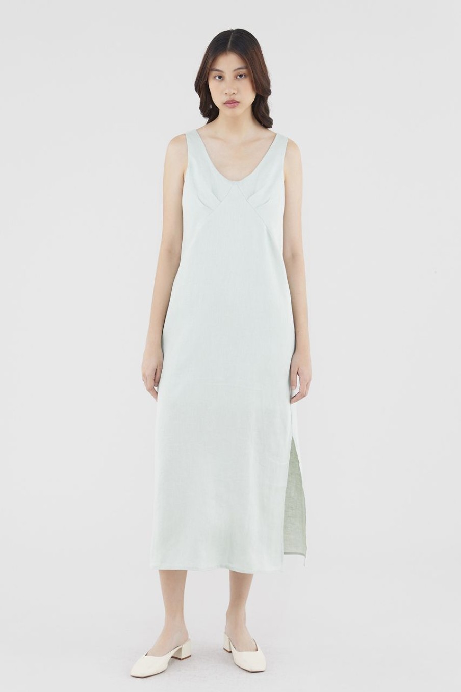 Women The Editor's Market Dresses | Raylina Linen Column Dress Tea