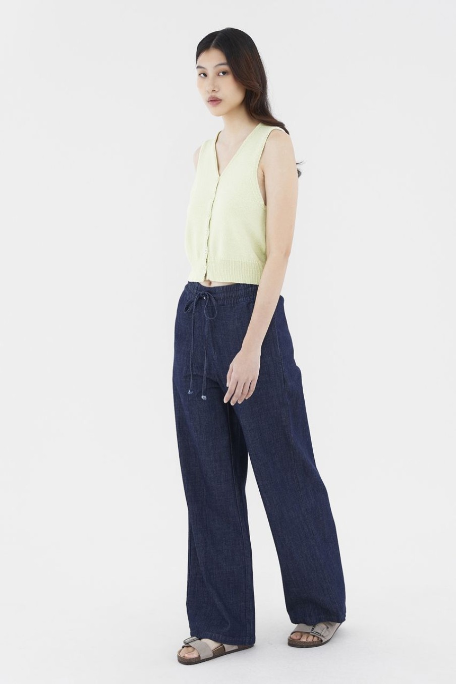 Women The Editor's Market Jeans | Jaylen Denim Palazzo Jeans Dark Blue