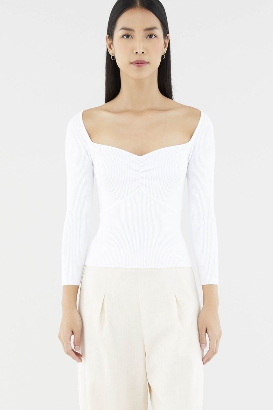 Women The Editor's Market Tops | Ariele Ruch Front Knit Top White