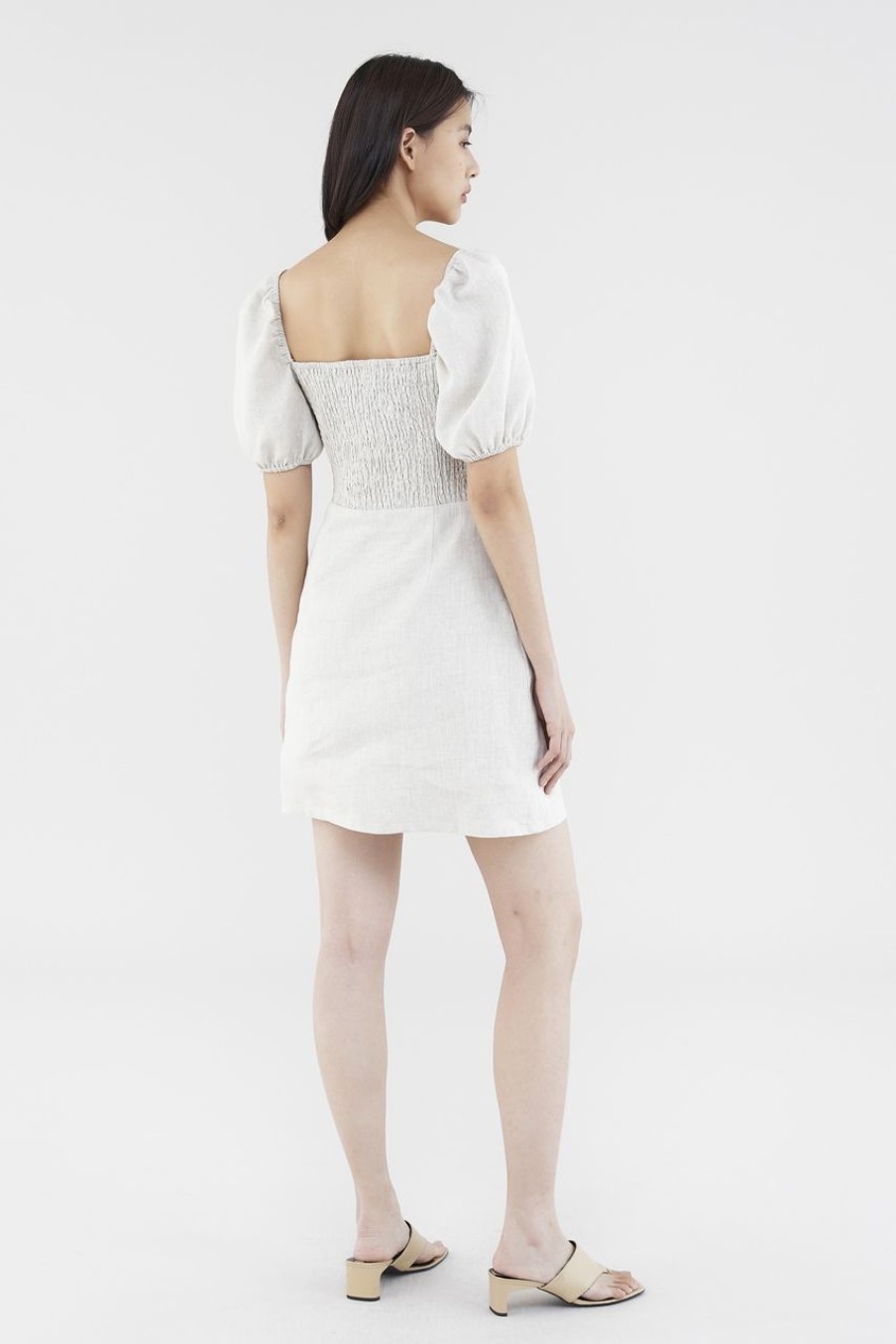 Women The Editor's Market Dresses | Blake Linen Pleat-Front Dress Sand