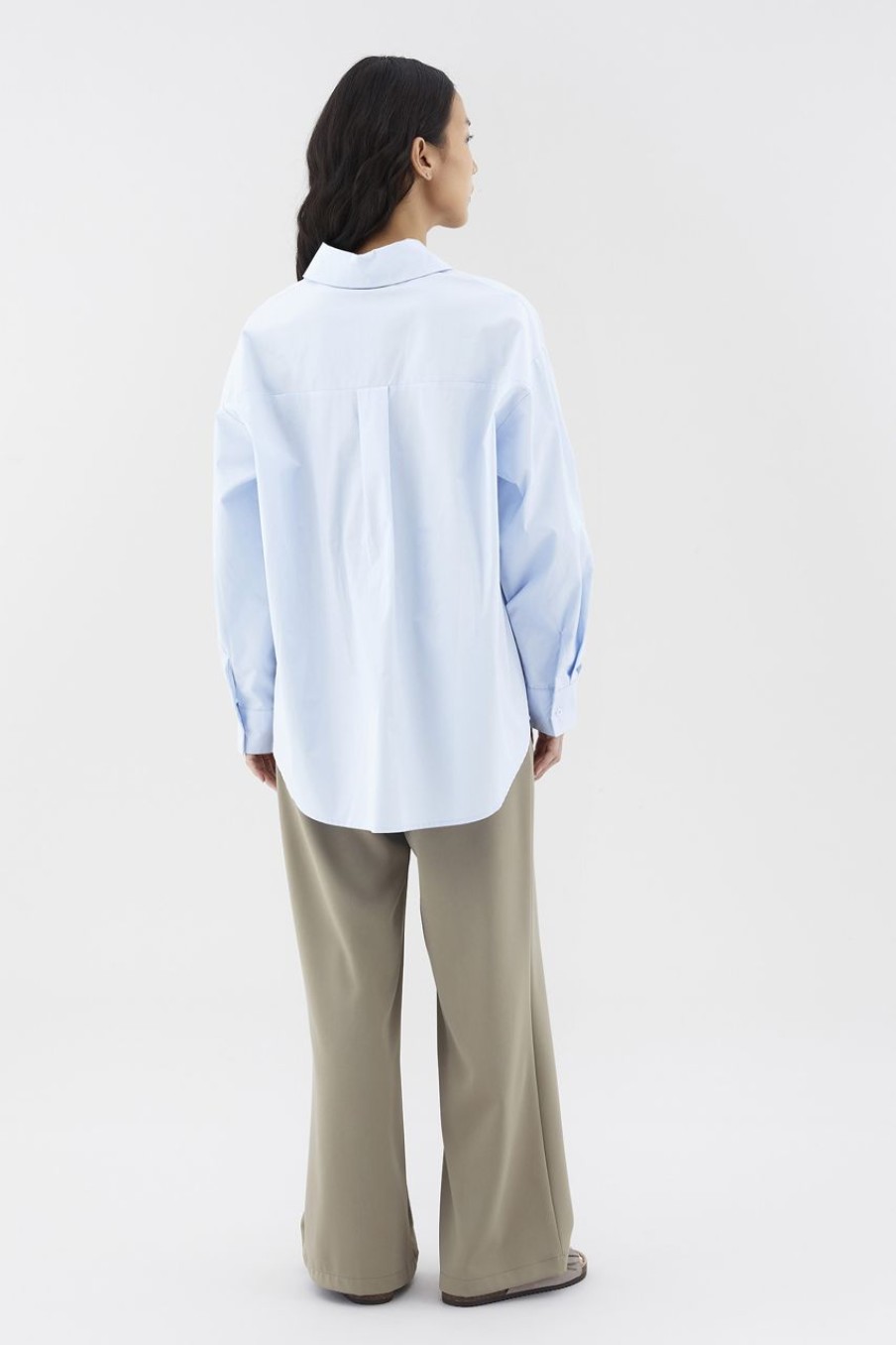 Women The Editor's Market Tops | Julissa Oversized Shirt Baby Blue