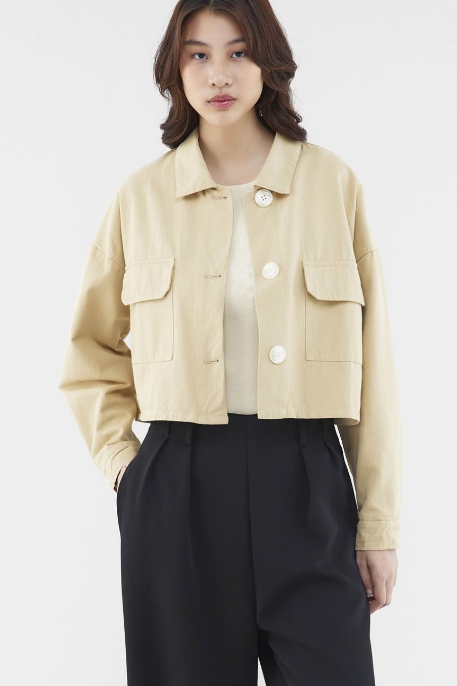 Women The Editor's Market Outerwear | Louise Boxy Jacket Khaki