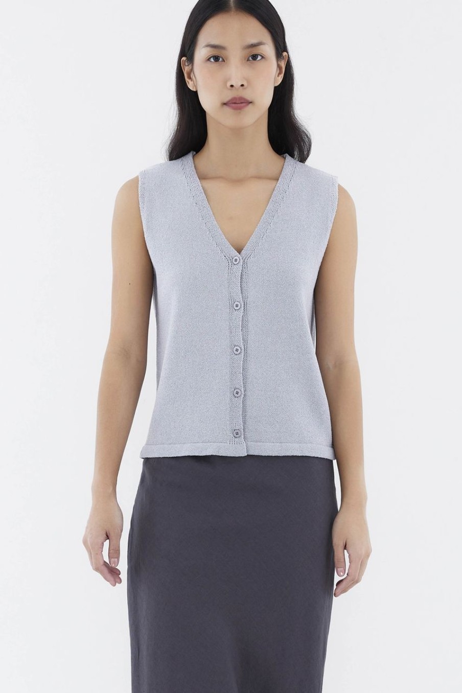 Women The Editor's Market Tops | Mykael Relaxed Knit Top Fog