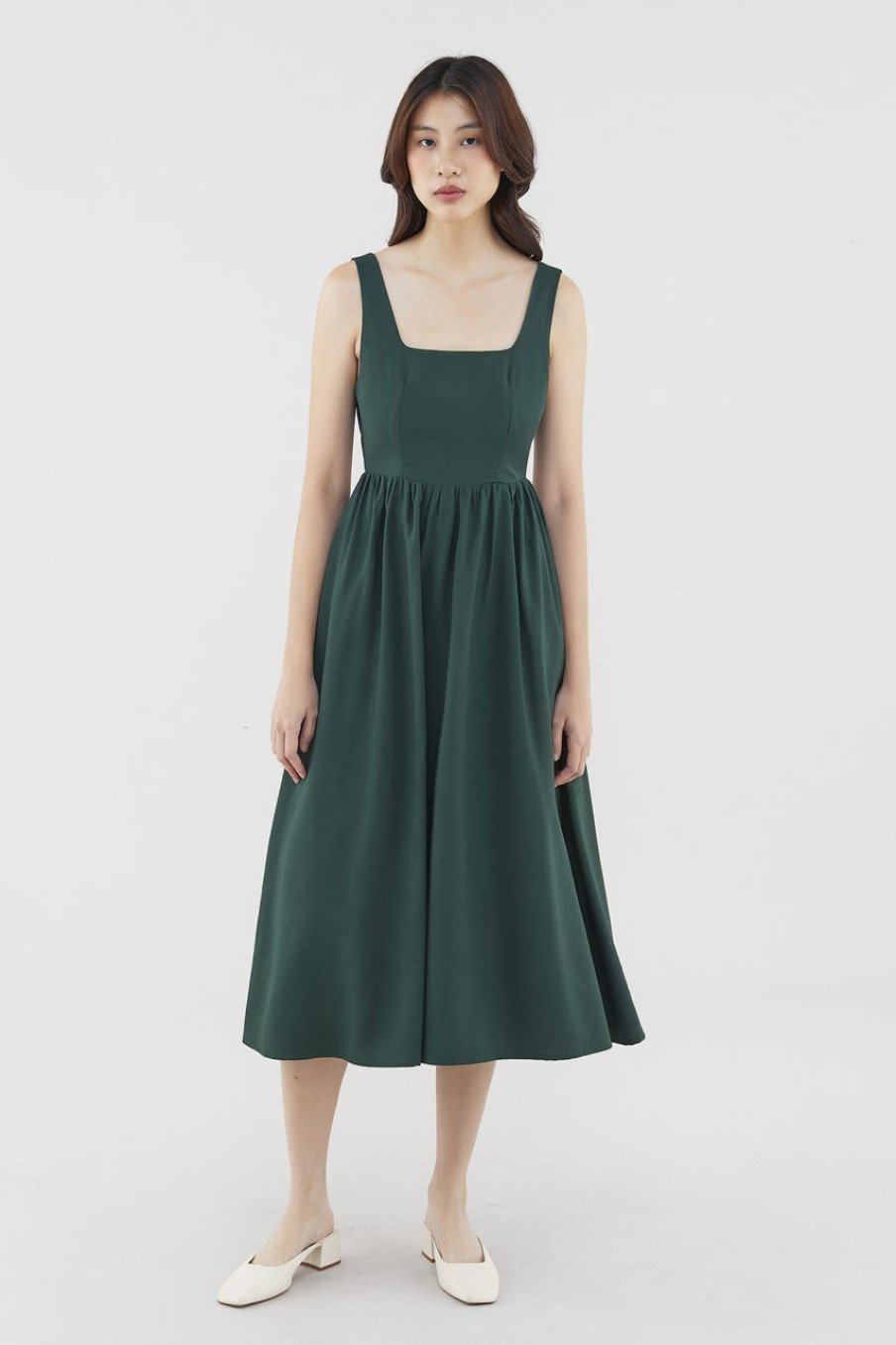 Women The Editor's Market Dresses | Gerica Back Cut-Out Dress Forest Green