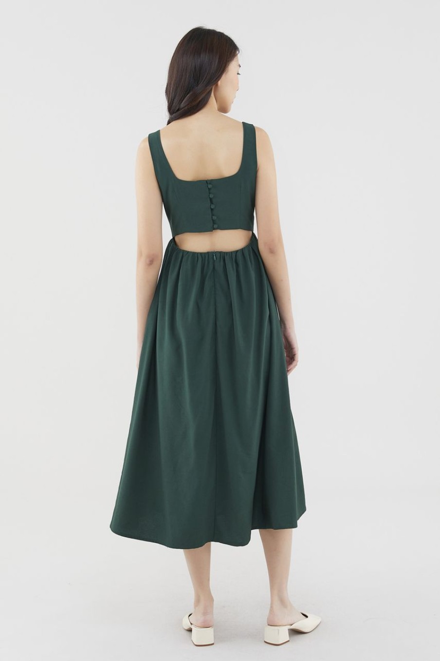 Women The Editor's Market Dresses | Gerica Back Cut-Out Dress Forest Green