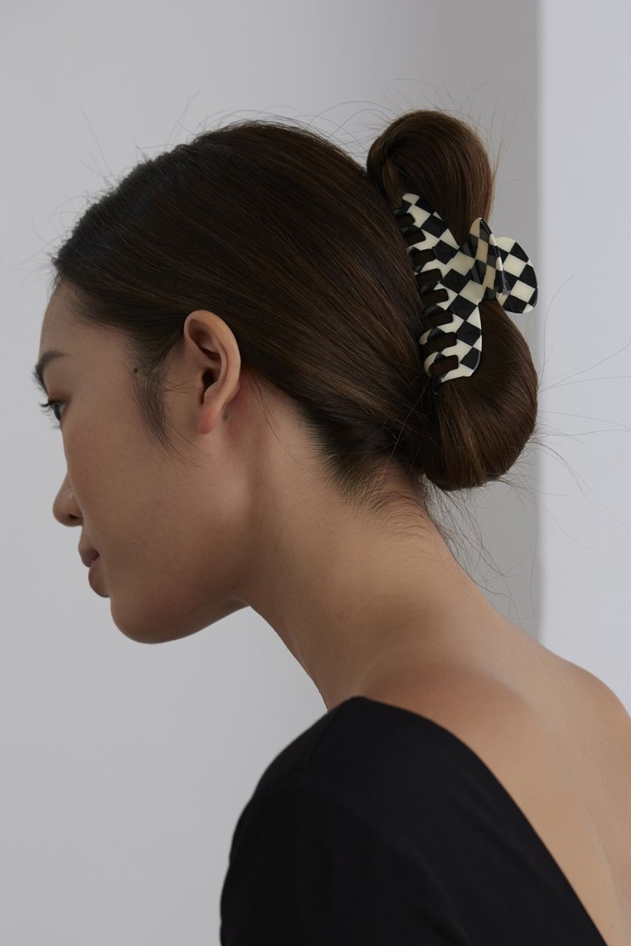 Women Afterall Hair Accessories | Phoebe Hair Claw Ivory/Black Checks