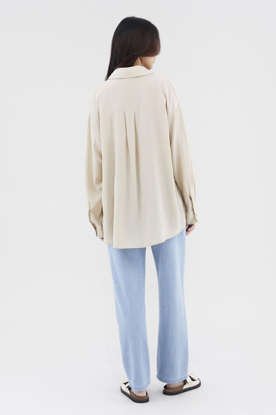 Women The Editor's Market Tops | Denery Oversized Shirt Latte