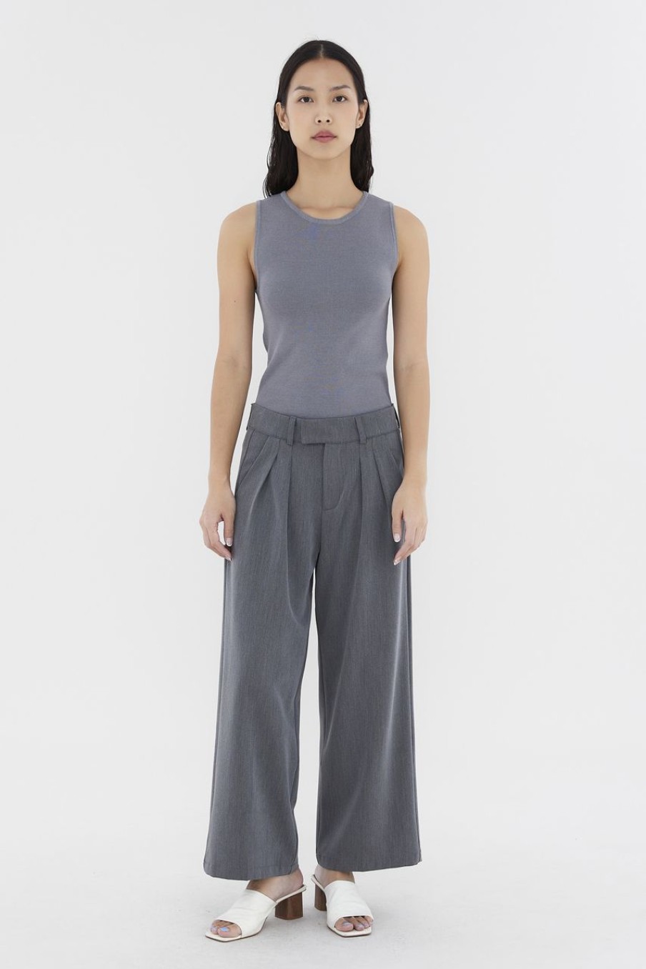 Women The Editor's Market Pants | Juralle Low-Rise Tailored Pants Gunmetal