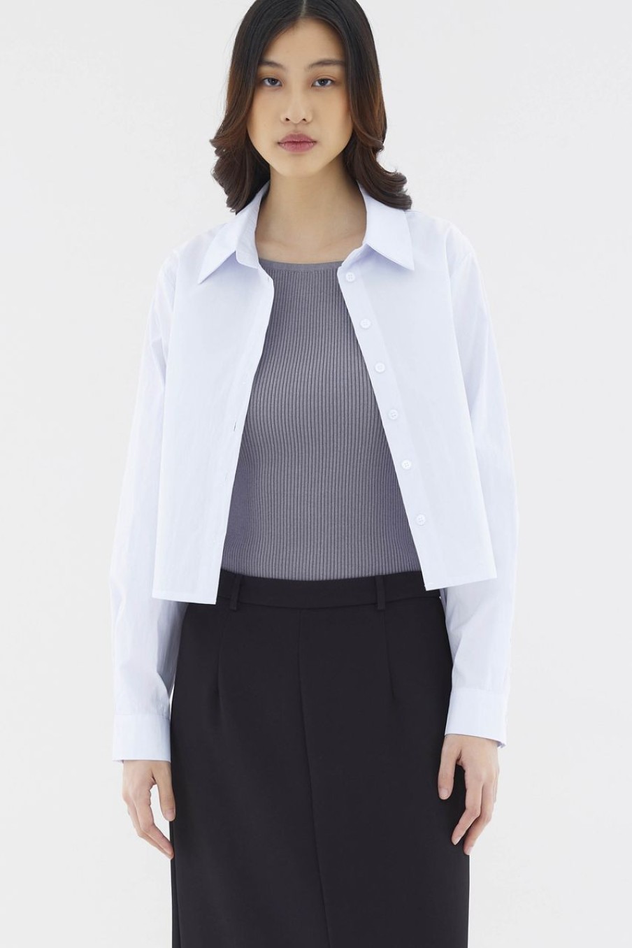 Women The Editor's Market Tops | Clio Cross-Back Crop Shirt Whisp