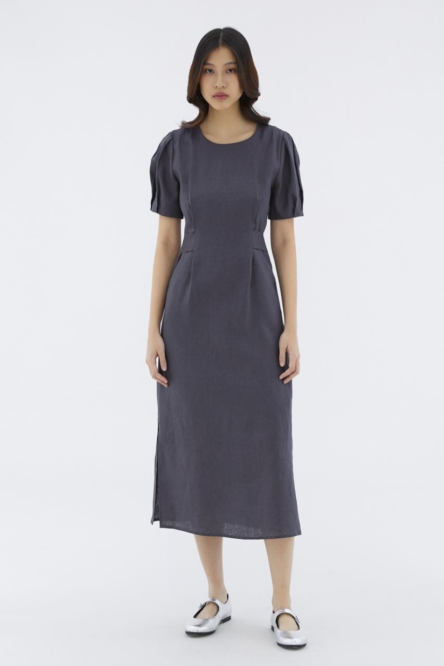 Women The Editor's Market Dresses | Nately Linen Strap-Tie Dress Liquorice