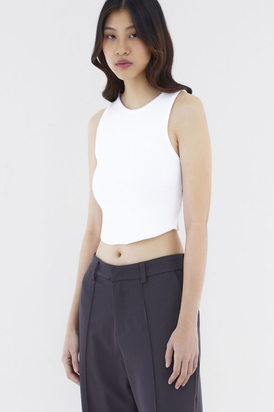 Women The Editor's Market Tops | Kezia Side-Slit Tank Optic White