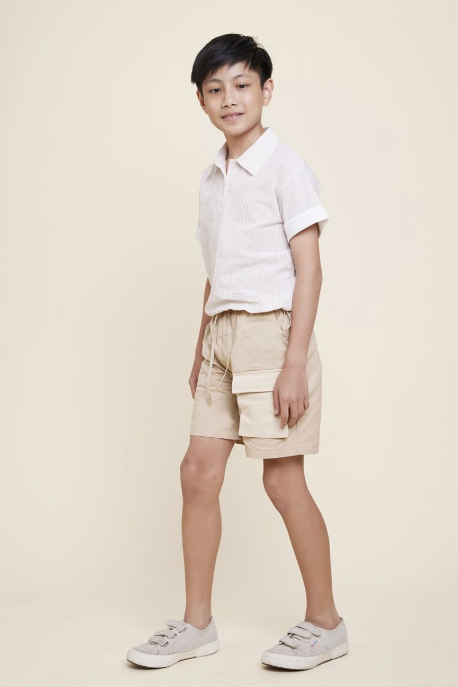 Kids Evryday Studios | Contrast Cargo Shorts Almond