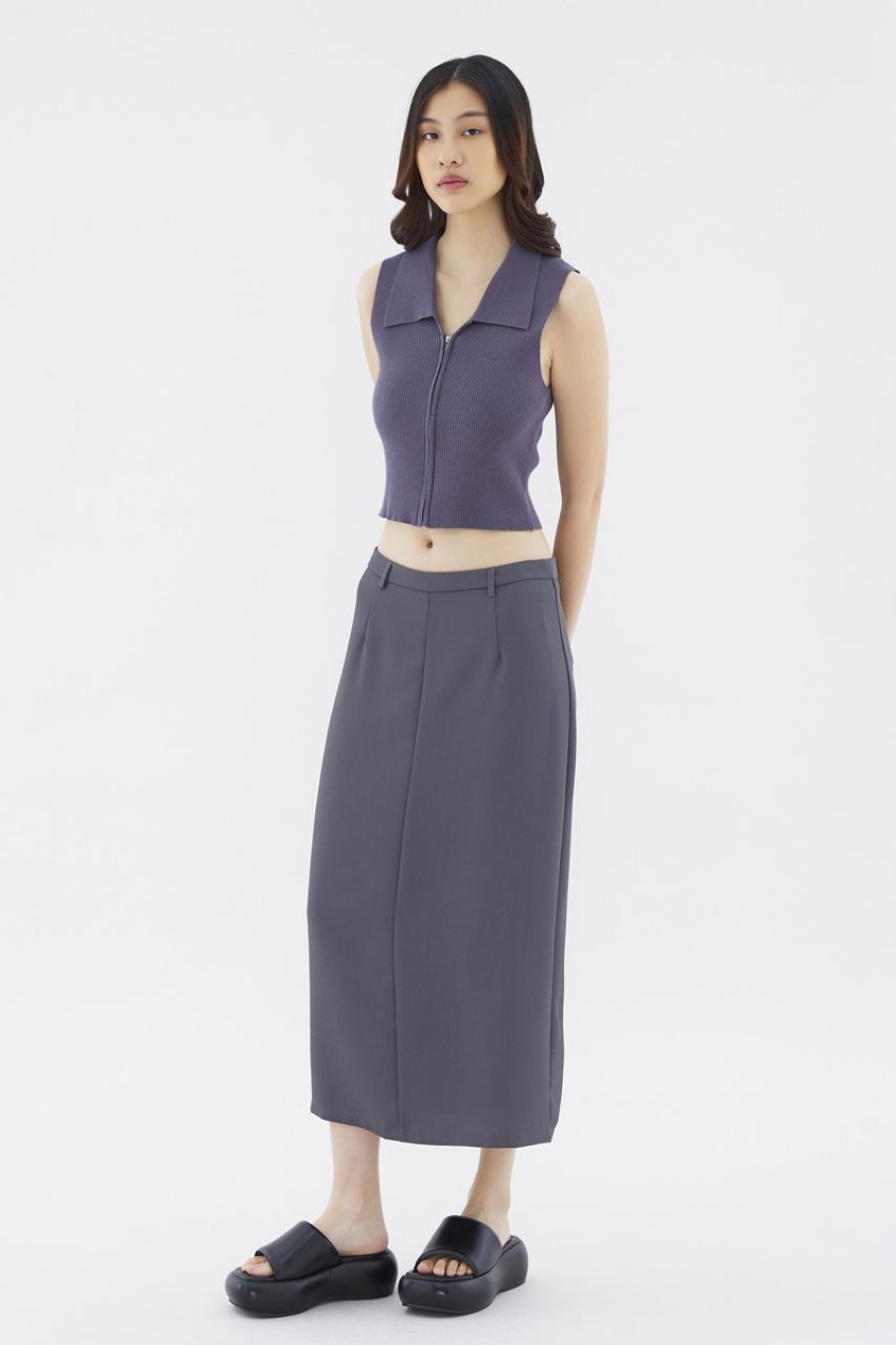 Women The Editor's Market Skirts | Derrica Mid-Rise Skirt Shadow