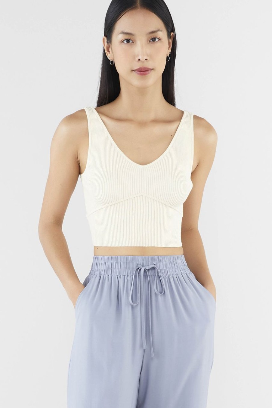 Women The Editor's Market Tops | Felice V-Neck Crop Tank Oat