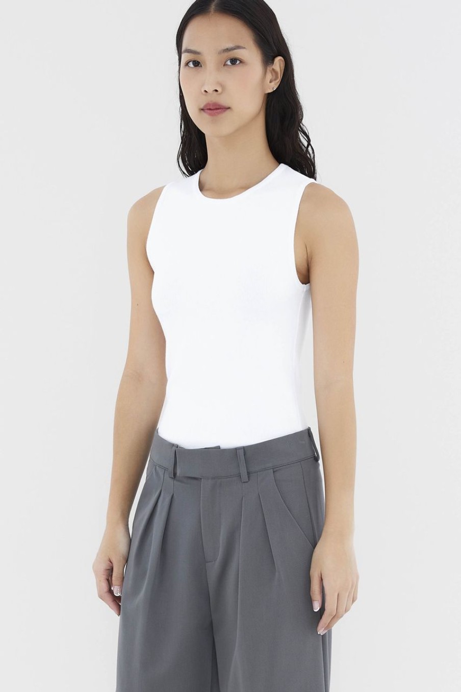 Women The Editor's Market Tops | Judie Knit Tank Optic White