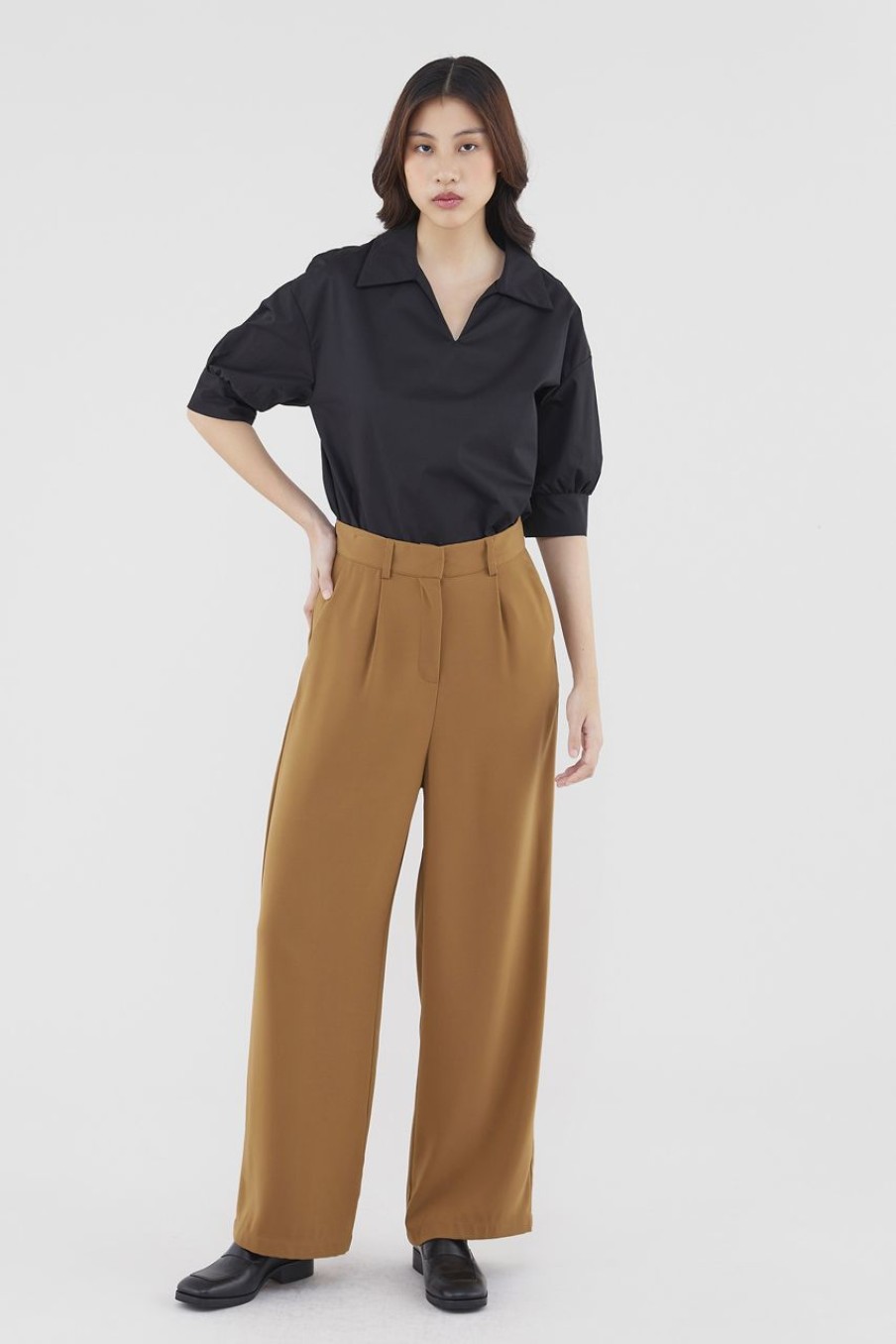 Women Palette Pants | Elicia Wide-Leg Pants Walnut