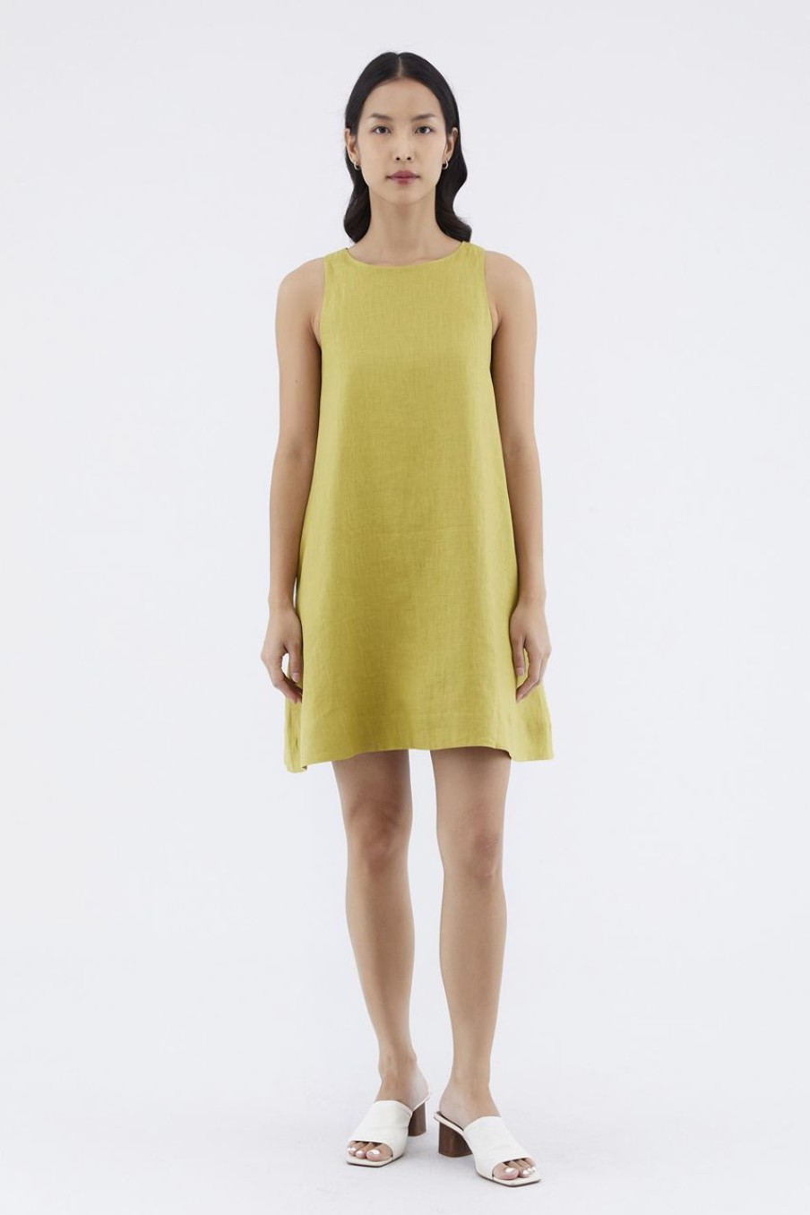 Women The Editor's Market Dresses | Myrah Linen Shift Dress Citron