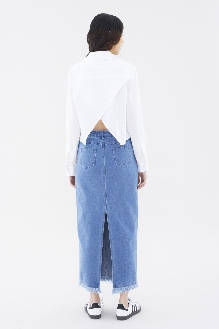 Women The Editor's Market Tops | Clio Cross-Back Crop Shirt Optic White