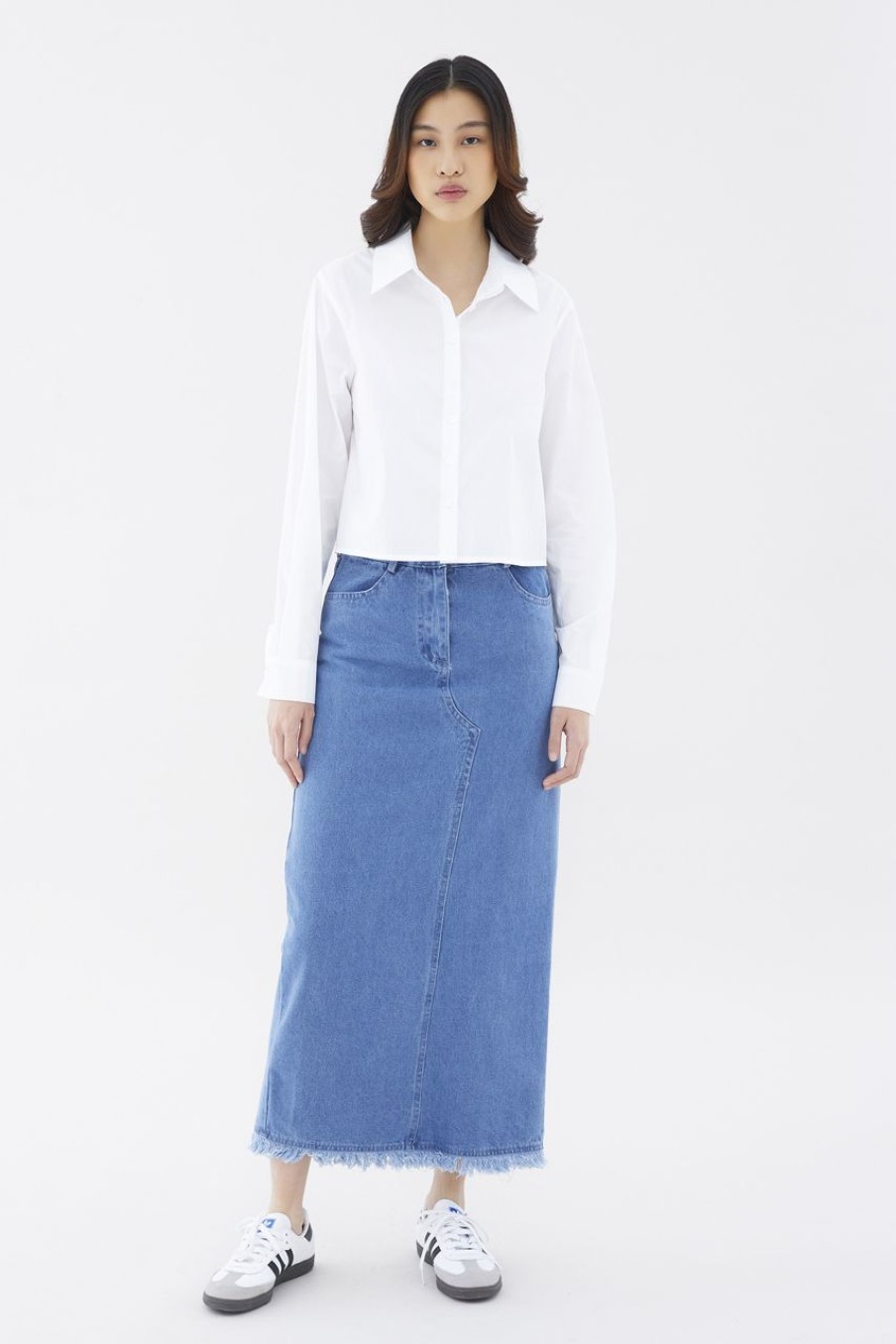 Women The Editor's Market Tops | Clio Cross-Back Crop Shirt Optic White