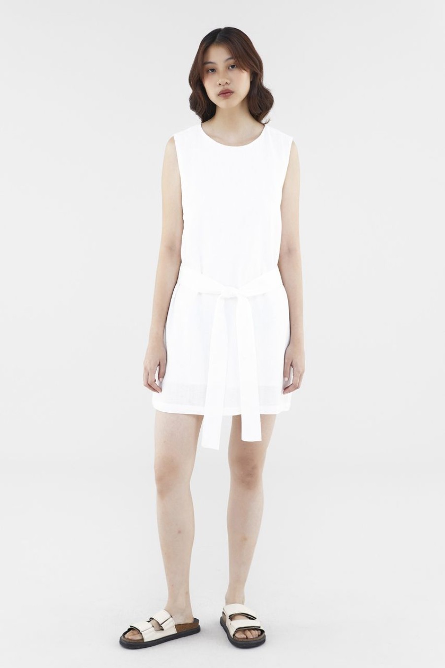 Women The Editor's Market Dresses | Rylee Linen Open-Back Dress White