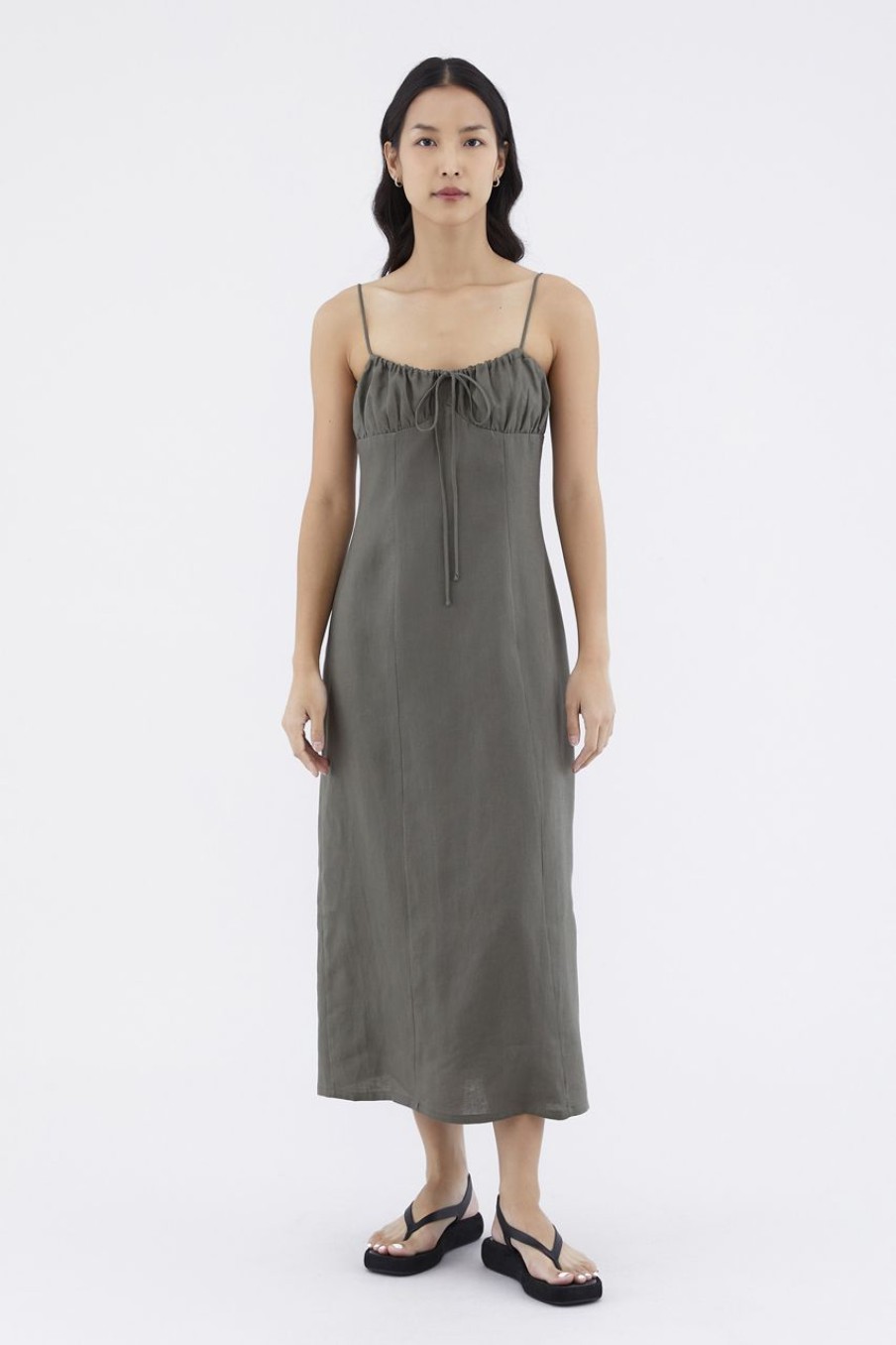 Women The Editor's Market Dresses | Gwenette Linen Bustier Dress Umber